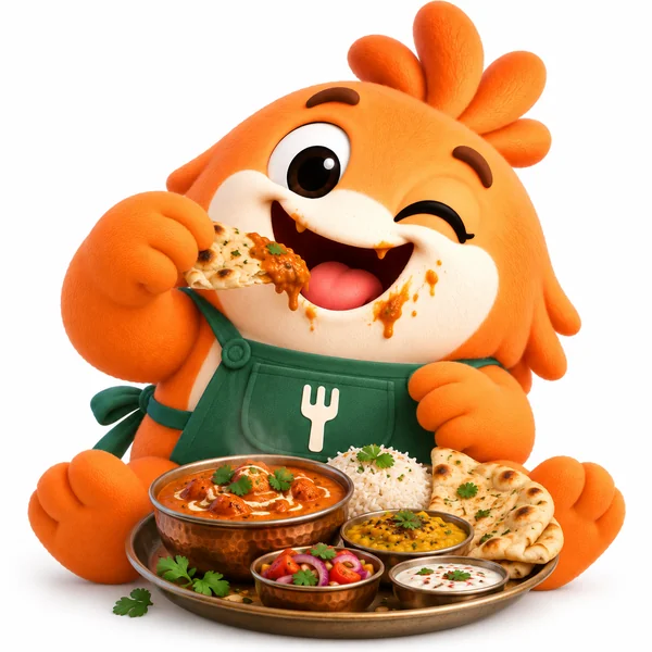 Tukka enjoying Indian food