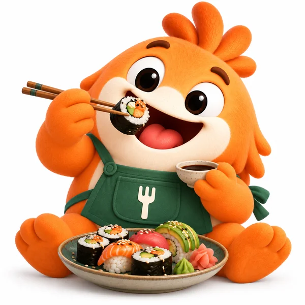 Tukka enjoying Japanese food