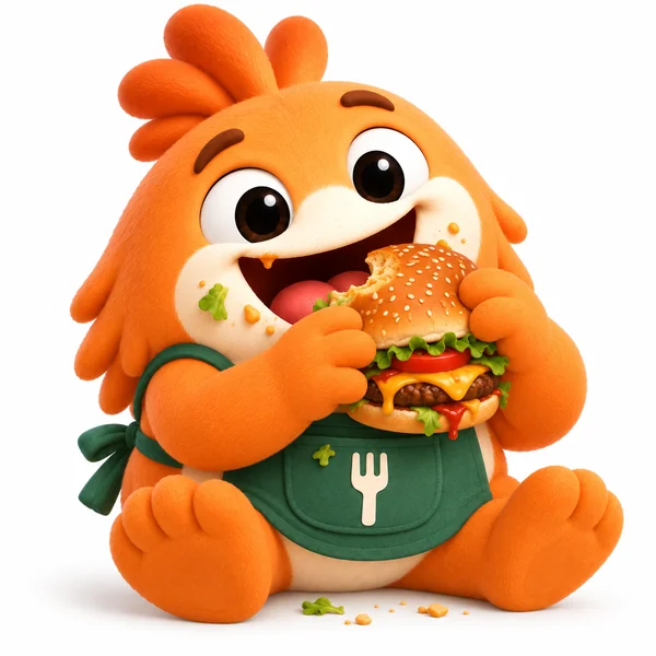 Tukka enjoying American food