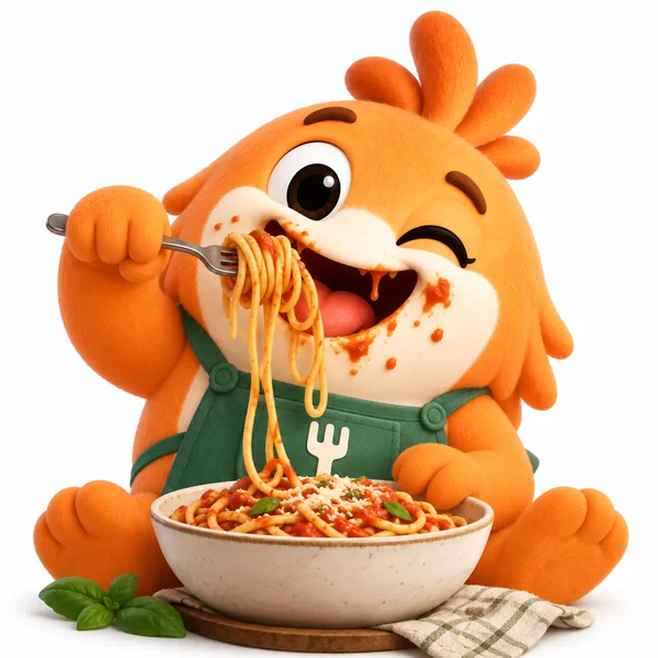 Tukka enjoying Italian food