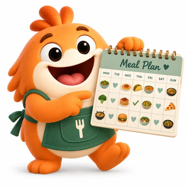 Tukka holding a weekly meal plan