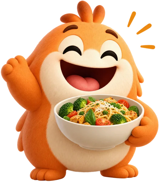 Tukka holding a bowl of food