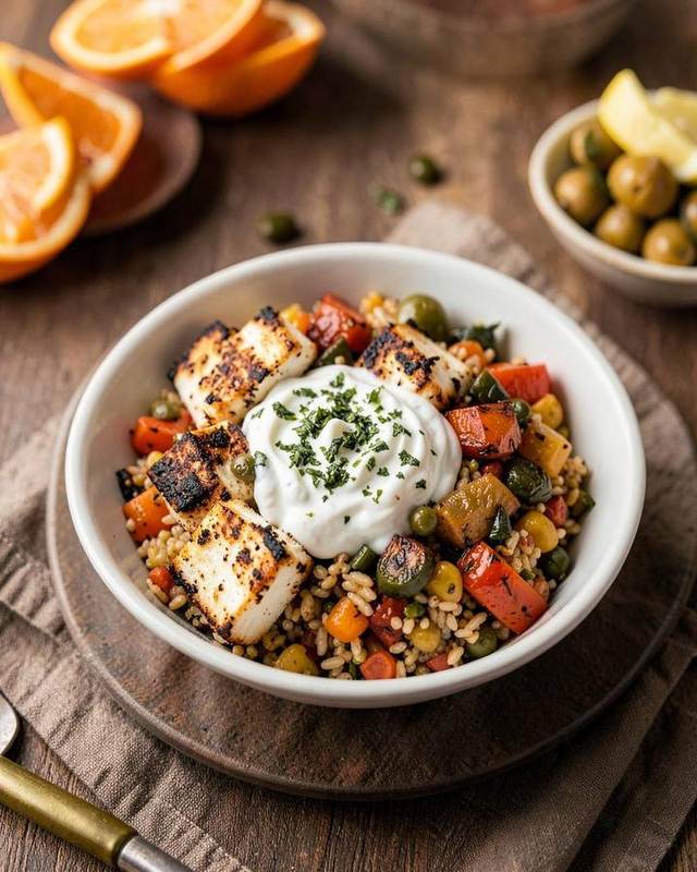 Charred Halloumi Grain Bowl